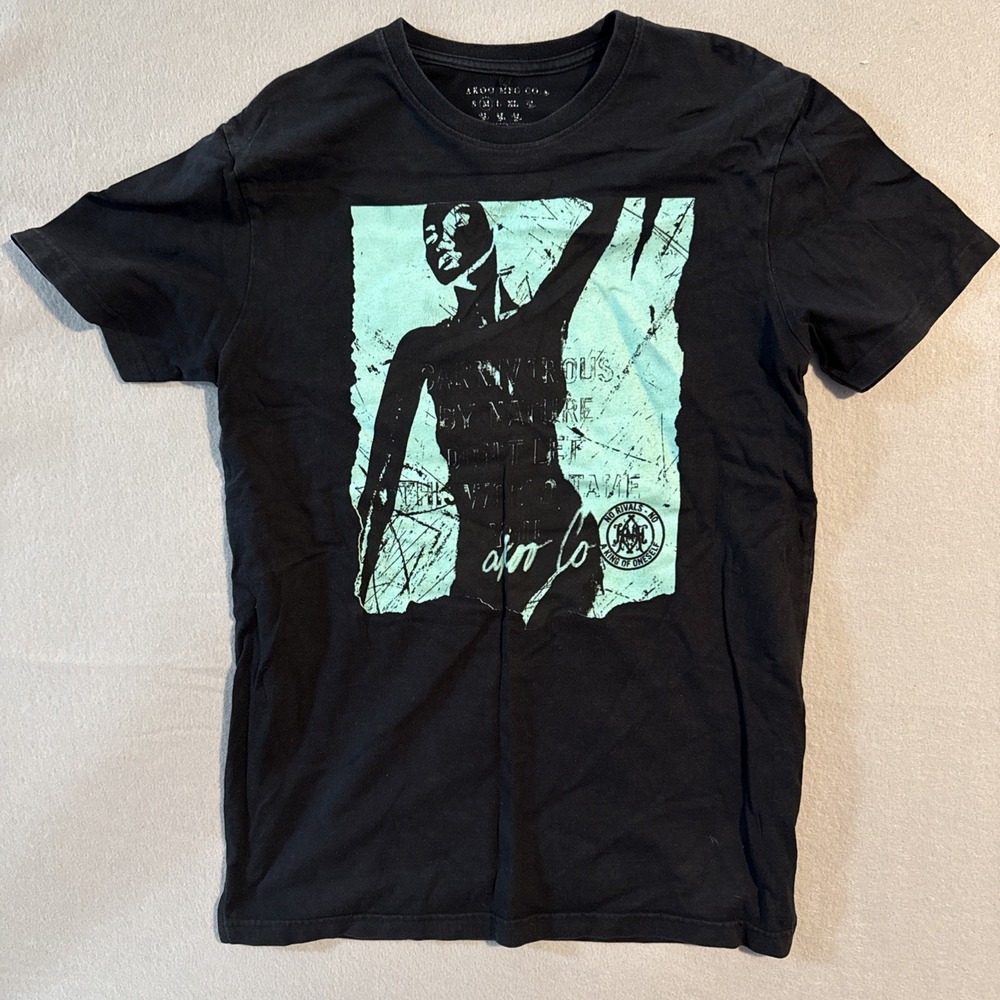 Akoo Mfg Co‎ T-Shirt Graphic Print Black Short Sleeve Men's M